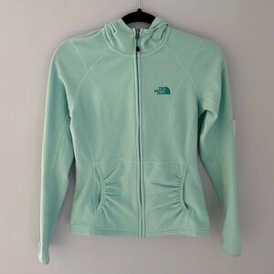 The North Face Women's Full Zip Fleece Hoodie Jacket in Mint Green - Size XS